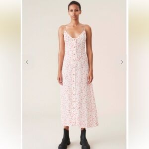 Ganni Georgette Button Up Maxi Dress in Calico Floral